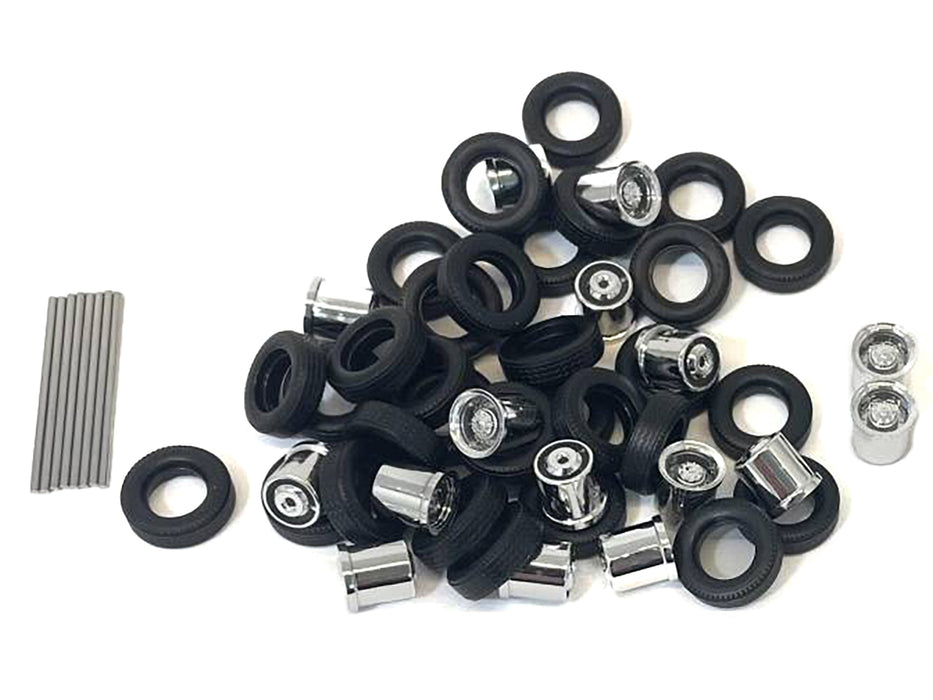 Chrome Plated Wheels with Set of 8 pieces 1/87 (HO) Plastic Model by Promotex