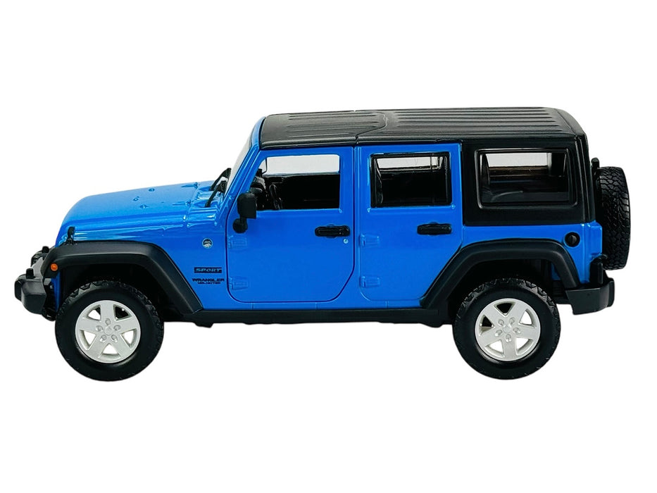 2015 Jeep Wrangler Unlimited Blue with Black Top "SE Trucks" Series 1/24 Diecast Model Car by Maisto