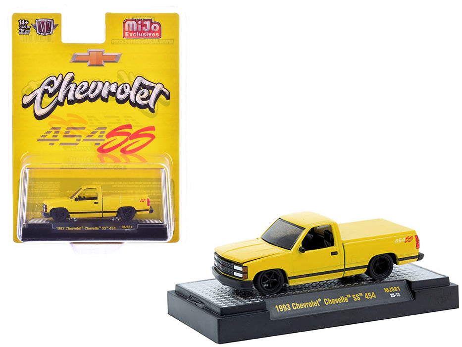 1993 Chevrolet SS 454 Pickup Truck Yellow Limited Edition to 7920 pieces Worldwide 1/64 Diecast Model Car by M2 Machines
