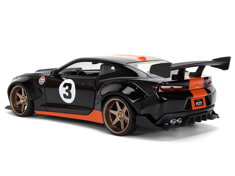 NEW 2016 Chevrolet Camaro #3 "Gulf Oil" Black with Orange Stripe "Wide Body" Series 1/24 Diecast Model Car by Jada