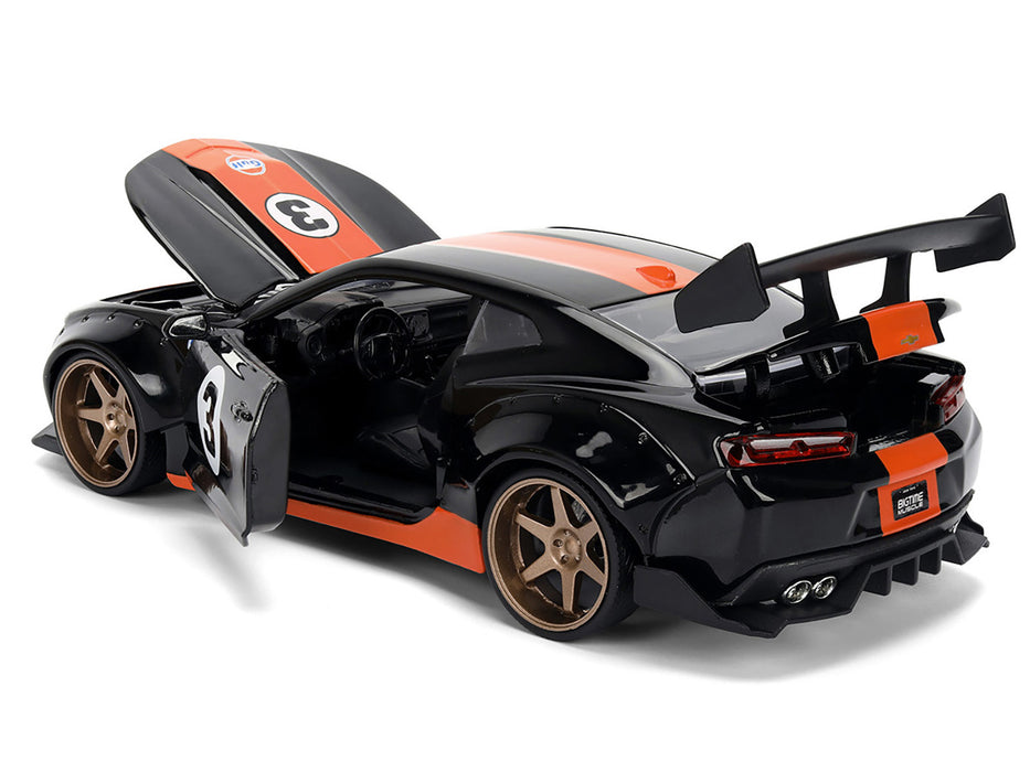 NEW 2016 Chevrolet Camaro #3 "Gulf Oil" Black with Orange Stripe "Wide Body" Series 1/24 Diecast Model Car by Jada