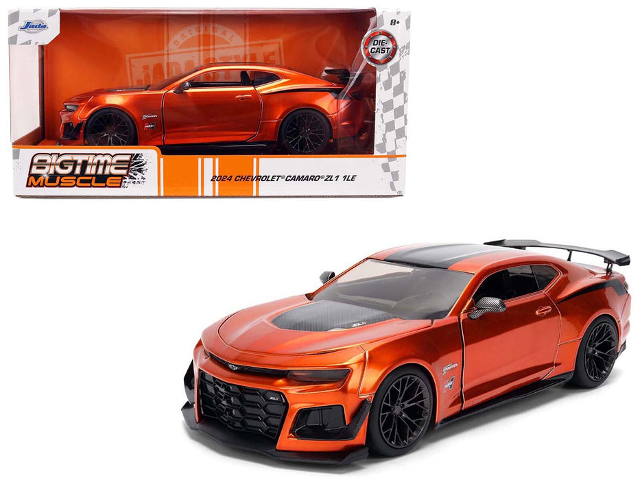 2024 Chevrolet Camaro ZL1 1LE Orange Metallic with Black Stripes "Bigtime Muscle" Series 1/24 Diecast Model Car by Jada