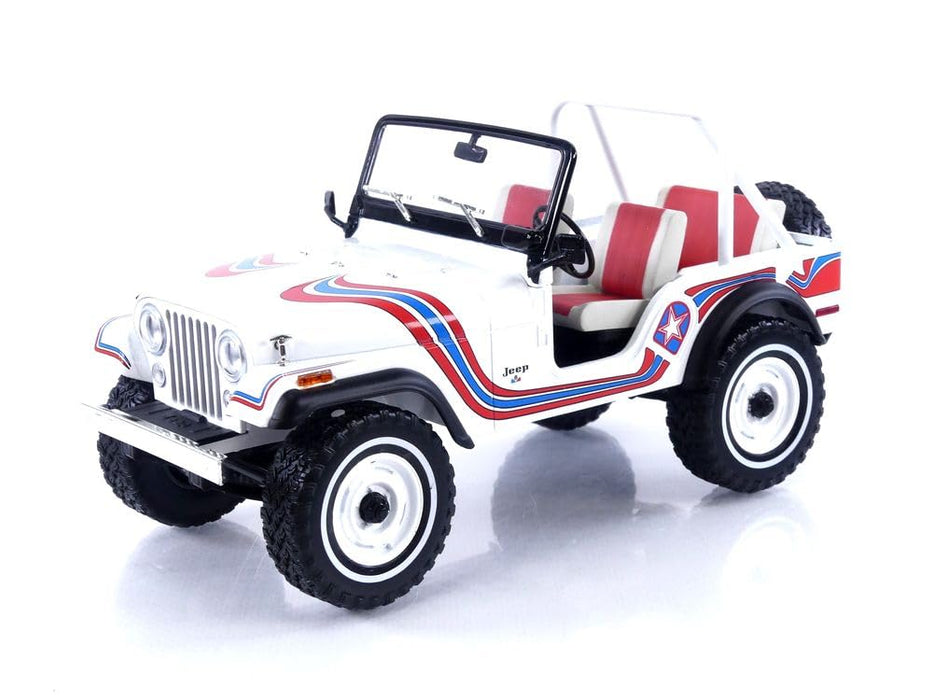 1973 Jeep CJ-5 "Super Jeep" White with Red and Blue Graphics "Artisan Collection" Series 1/18 Diecast Model Car by Greenlight