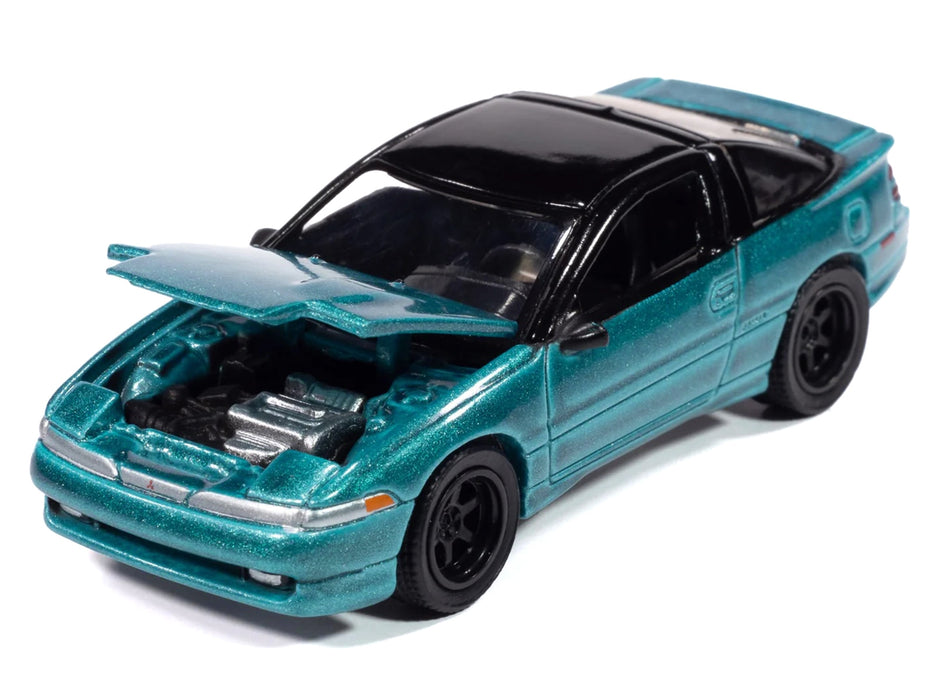 1991 Mitsubishi Eclipse GSX Tennessee Blue Metallic with Black Top "Import Legends" Series 1/64 Diecast Model Car by Auto World