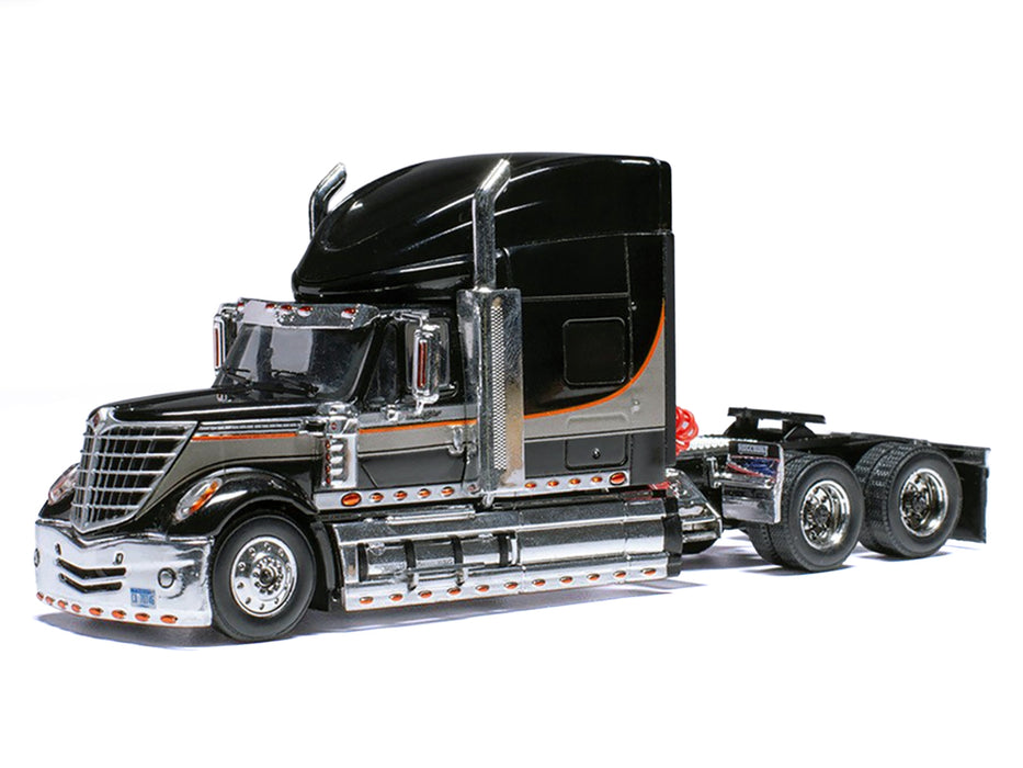 2010 International Lonestar Truck Tractor Black with Silver Stripes 1/64 Diecast Model by IXO Models