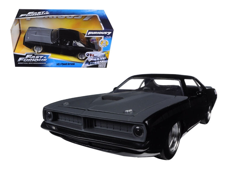 NEW Letty's Plymouth Barracuda Matt Black "Fast & Furious 7" Movie 1/24 Diecast Model Car by Jada