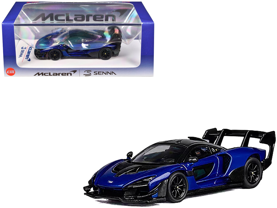 McLaren Senna GTR Blue Metallic with Black Top 1/64 Diecast Model Car by CM Model