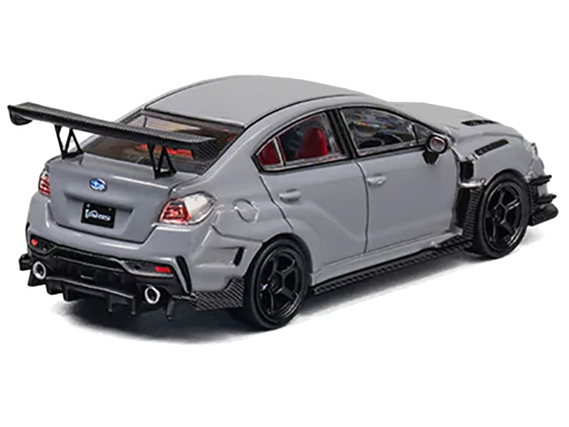 Subaru VAB WRX STI S4 Gray with Red Interior with Extra Wheels 1/64 Diecast Model Car by CM Model