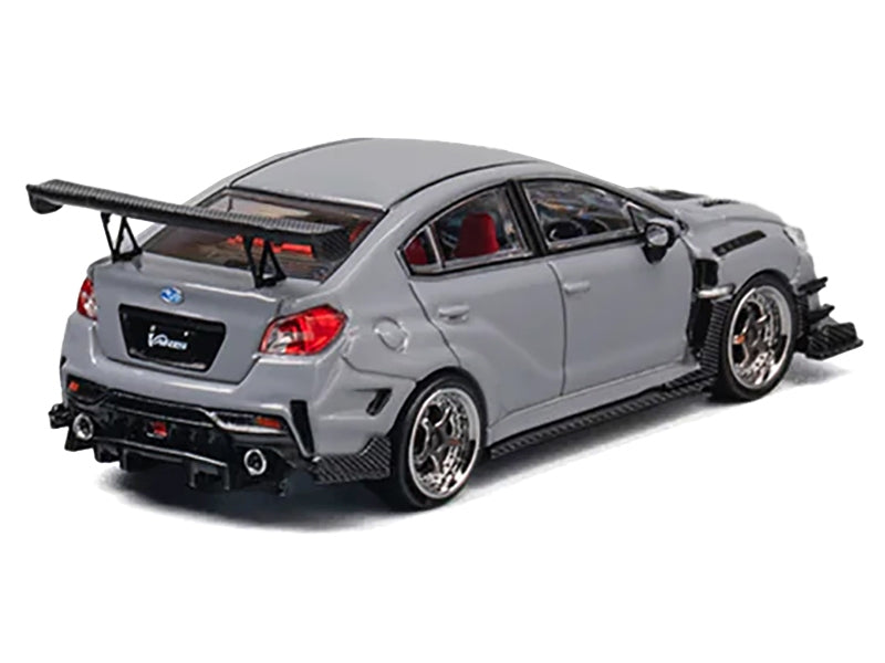 Subaru VAB WRX STI S4 WideBody Gray with Red Interior with Extra Wheels 1/64 Diecast Model Car by CM Model