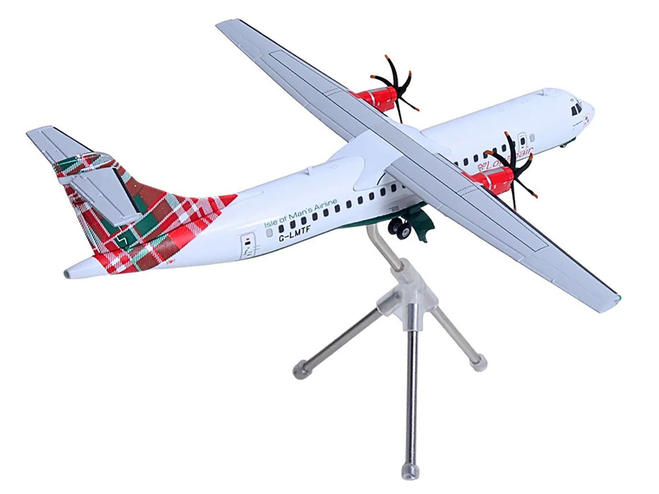 ATR 72-600 Commercial Aircraft "Loganair - Isle of Man's Airline" (G-LMTF) White with Green and Red Plaid Tail "Gemini 200" Series 1/200 Diecast Model Airplane by GeminiJets
