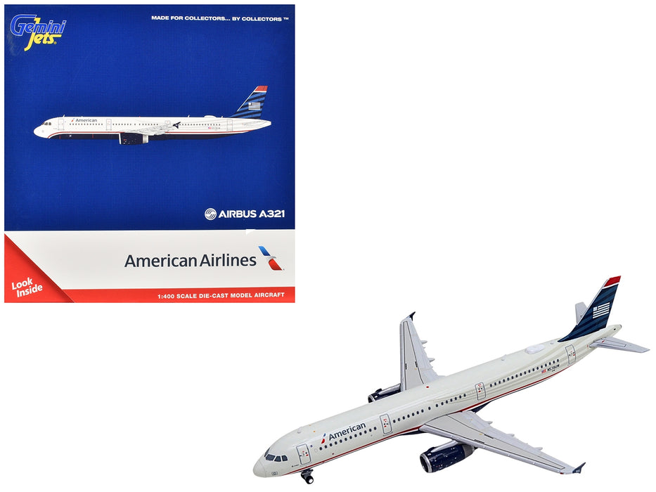 Airbus A321 Commercial Aircraft "American Airlines - US Airways Heritage Jet" (N578UW) White with Blue Tail 1/400 Diecast Model Airplane by GeminiJets