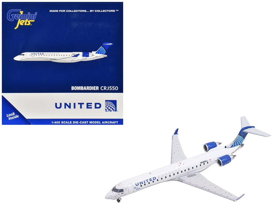 Bombardier CRJ550 Commercial Aircraft "United Express" (N506GJ) White with Blue Tail 1/400 Diecast Model Airplane by GeminiJets