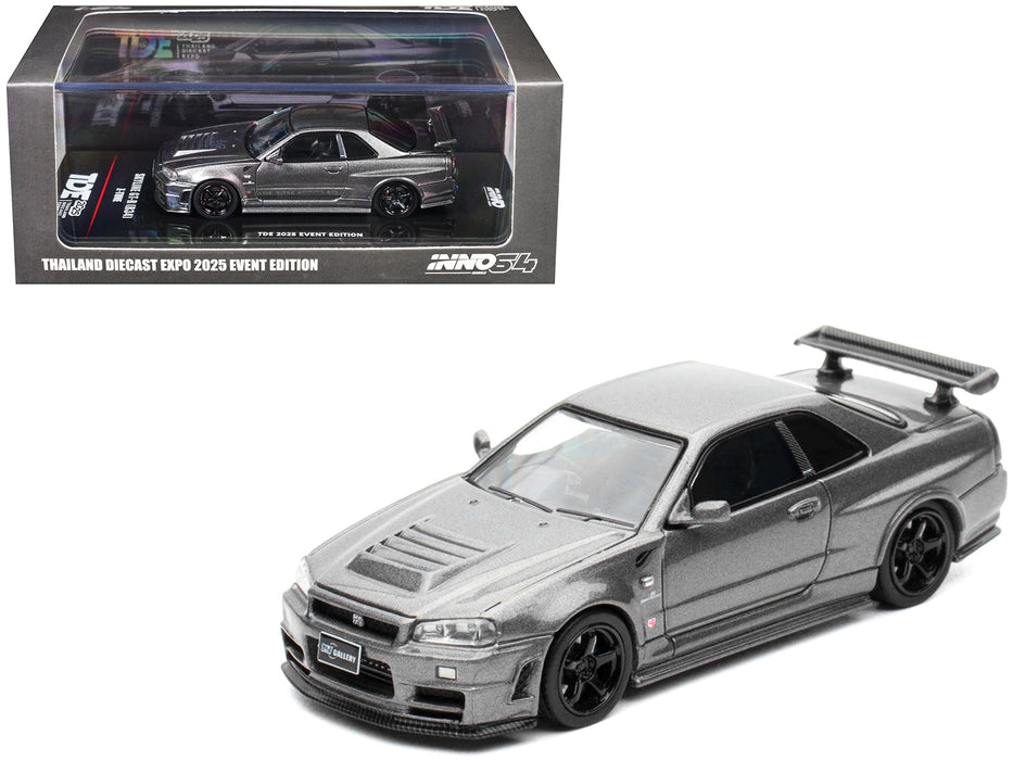 Nissan Skyline GT-R (R34) Z-Tune RHD (Right Hand Drive) Gray Metallic "Thailand Diecast Expo 2025 Event Edition" 1/64 Diecast Model Car by Inno Models