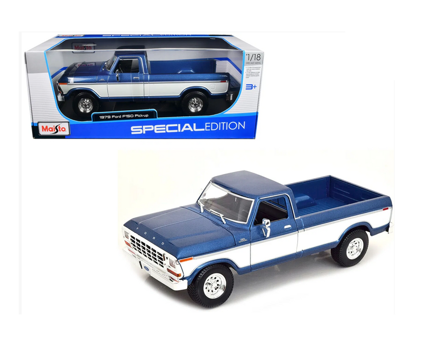 1979 Ford F-150 Ranger Pickup Truck Blue Metallic and Cream "Special Edition" 1/18 Diecast Model Car by Maisto