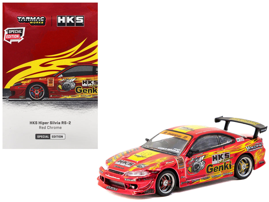 Nissan HKS Hiper Silvia RS-2 RHD (Right Hand Drive) "Tokyo Auto Salon 2025 Special Edition" Red Chrome "Global64" Series 1/64 Diecast Model by Tarmac Works