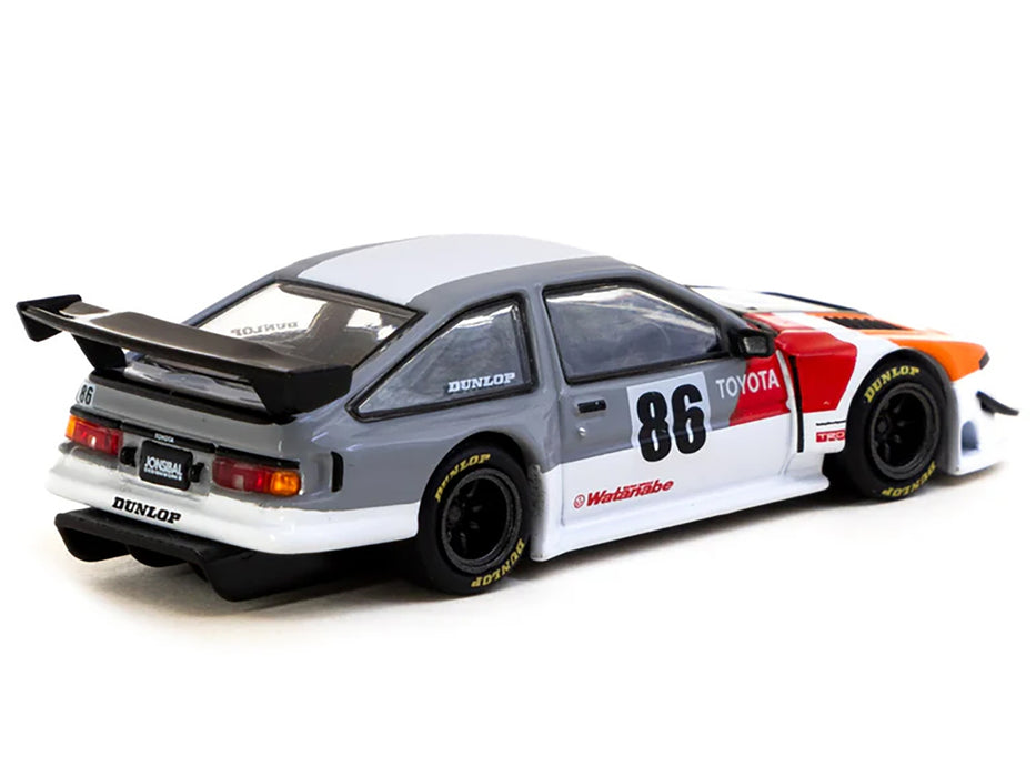Toyota Sprinter Trueno AE86 Widebody RHD (Right Hand Drive) #86 "TRD-Jonsibal Designworks" White and Gray with Graphics "Global64" Series 1/64 Diecast Model by Tarmac Works