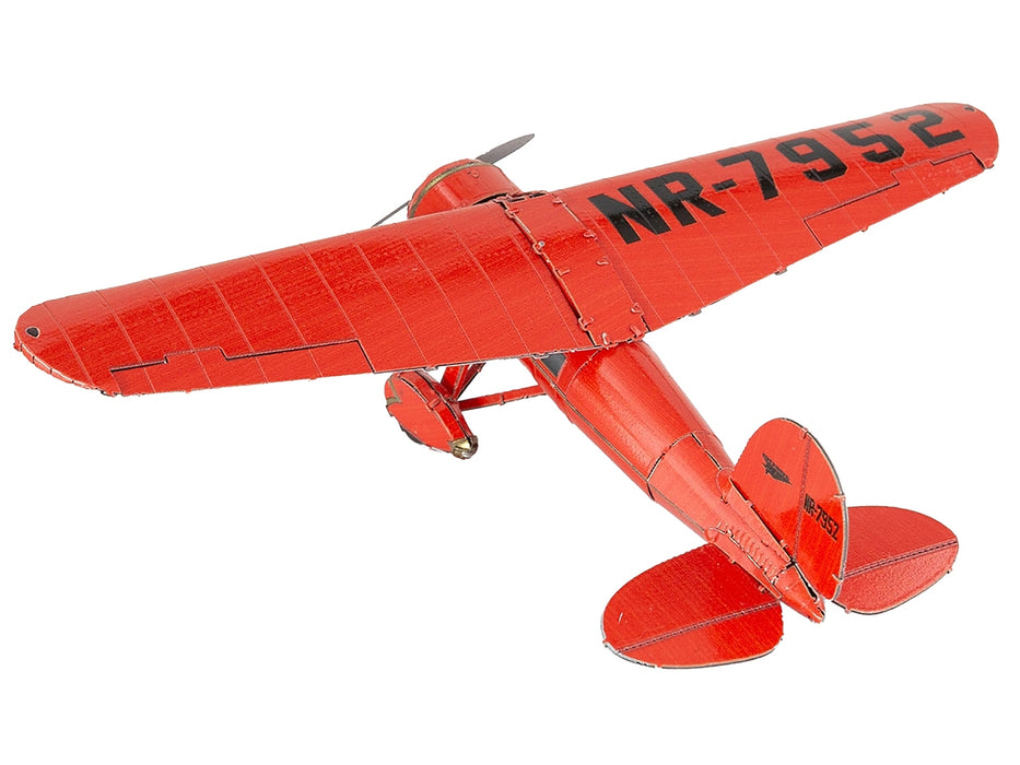 Model Kit Lockheed Vega 5B Monoplane Aircraft "Little Red Bus - Amelia Earhart" Red (Moderate Difficulty) Steel Model by Metal Earth