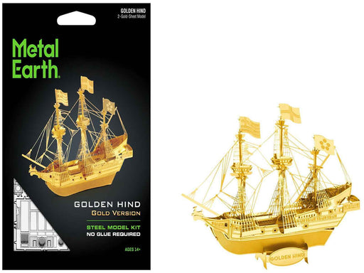 Model Kit Golden Hind Galleon Gold Version (Moderate Difficulty) Steel Model by Metal Earth