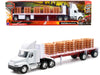 Freightliner Century Class S/T Flatbed Truck White with Pallet Accessories "Long Haul Trucker" Series 1/32 Diecast Model by New Ray - Miniature Motors