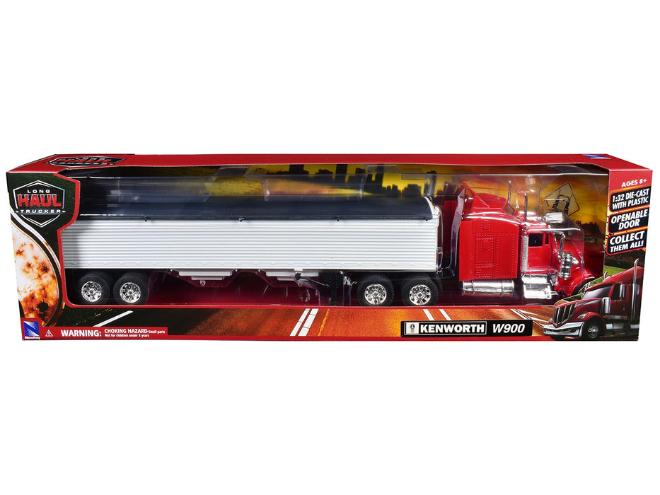 Kenworth W900 Grain Truck Red and White "Long Haul Truckers" Series 1/32 Diecast Model by New Ray - Miniature Motors