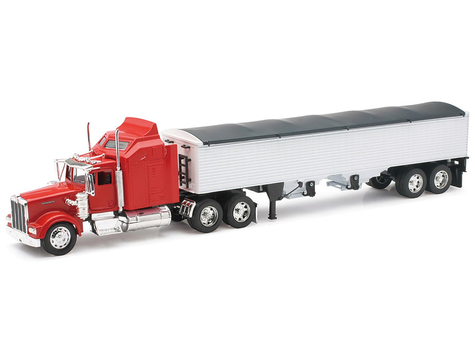 Kenworth W900 Grain Truck Red and White "Long Haul Truckers" Series 1/32 Diecast Model by New Ray - Miniature Motors