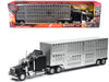 Kenworth W900 Truck Black with Pot Belly Livestock Chrome "Long Haul Truckers" Series 1/32 Diecast Model by New Ray - Miniature Motors