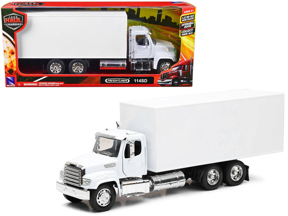 Freightliner 114SD Box Truck White "Long Haul Trucker" Series 1/32 Diecast Model by New Ray - Miniature Motors