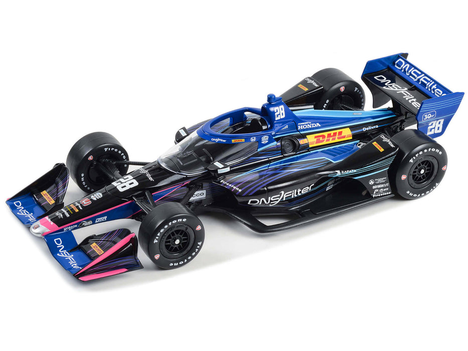 Dallara IndyCar #28 Romain Grosjean "DNSFilter" Andretti Autosport (Road Course Configuration) "NTT IndyCar Series" (2023) 1/18 Diecast Model Car by Greenlight - Miniature Motors
