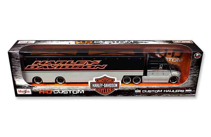 Harley Davidson Custom Hauler Trailer Gray with Graphics "Custom Haulers" 1/64 Diecast Model by Maisto