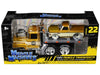 1980 Mack A685ST Flatbed Truck Gold Metallic with Beige Stripes "Madman Garage" and 1972 Chevrolet C10 Pickup Truck Gold Metallic and Beige "Muscle Transports" Series 1/64 Diecast Models by Muscle Machines