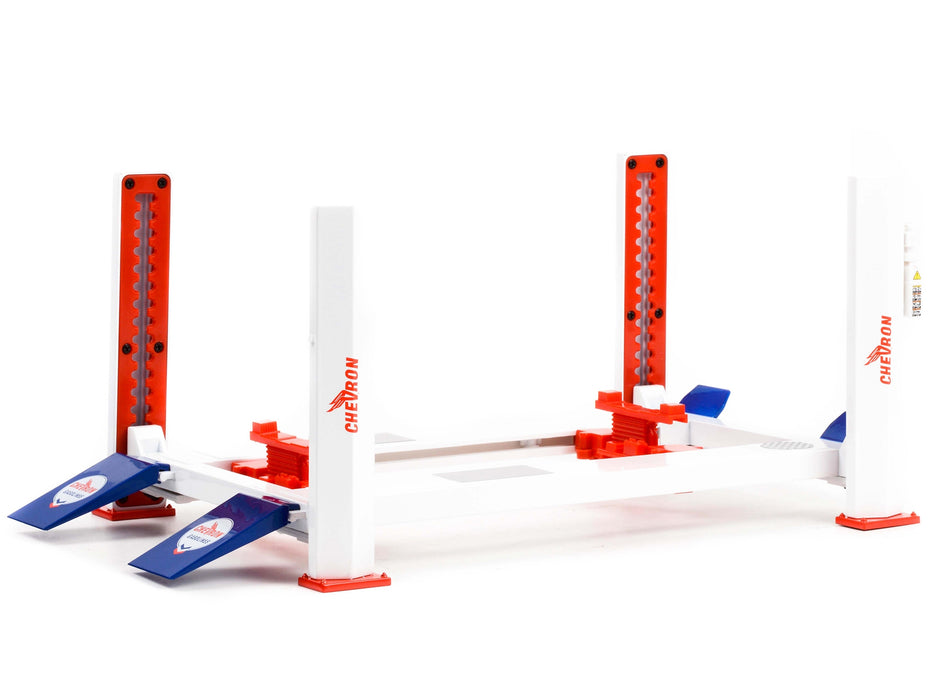 Adjustable Four Post Lift "Chevron Gasolines" for 1/18 Scale Diecast Model Cars by Greenlight
