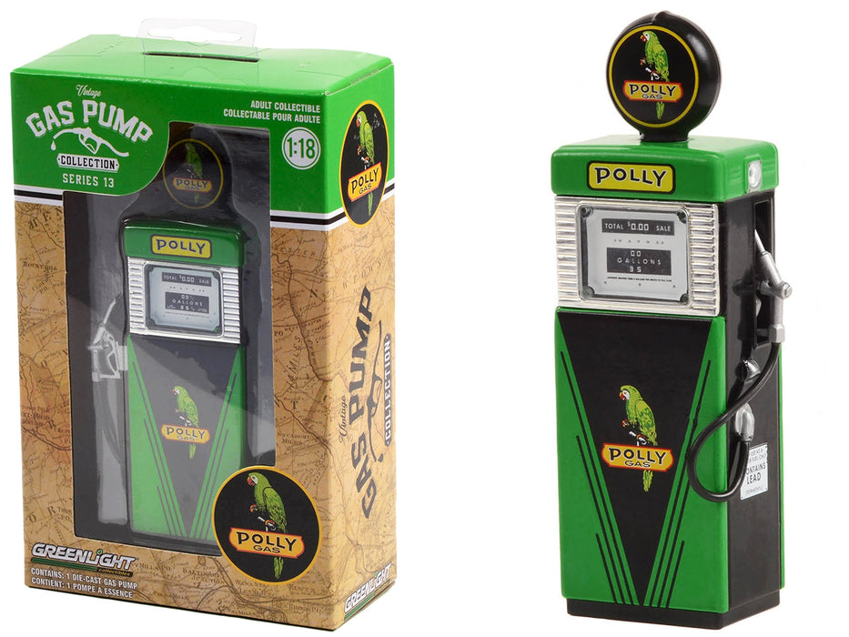 1951 Wayne 505 Gas Pump "Polly Gas" Green and Black "Vintage Gas Pumps" Series 13 1/18 Diecast Model by Greenlight - Miniature Motors