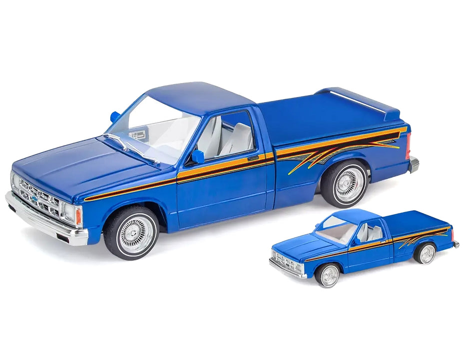 Level 4 Model Kit 1991 Chevrolet S-10 Lowrider Pickup Truck with 1/64 Diecast Version Included "Big + Little Series" 1/25 Scale Model by Revell