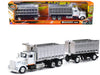 Kenworth W900 Dump Truck with Twin Dump Body White and Chrome "Long Haul Trucker" Series 1/43 Diecast Model by New Ray - Miniature Motors