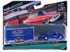 1993 Chevrolet 454 SS Pickup Truck Blue Metallic with Black Hood and Car Trailer Blue Metallic "Cole Joseph Motorsports" "Tow & Go" Series 1/64 Diecast Model Car by Maisto
