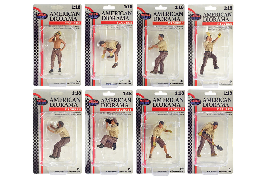 1:18 SCALE GARAGE FIGURE SET – 8 PCS MECHANIC SCENE - Miniature Motors