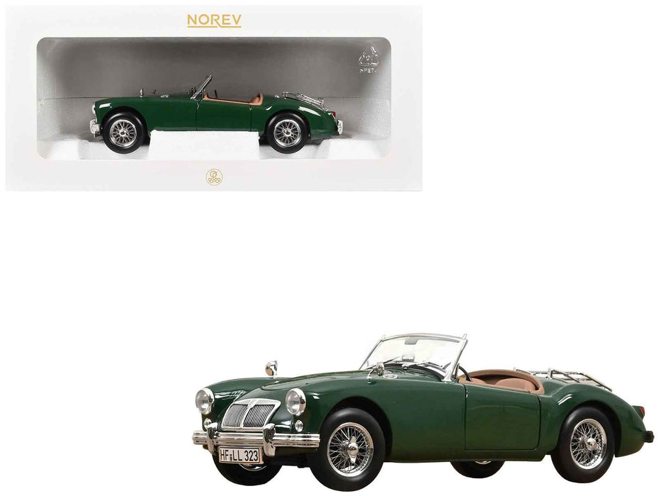 1955 MG MGA Cabriolet British Racing Green 1/18 Diecast Model Car by Norev