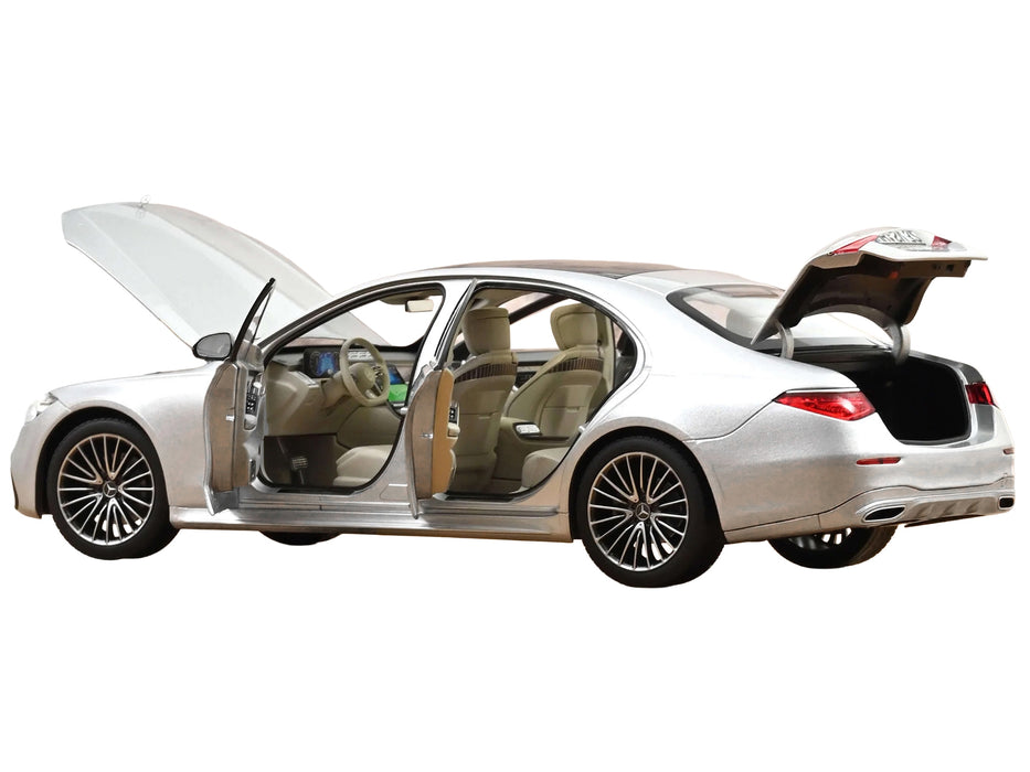 2021 Mercedes-Benz S-Class AMG Line Silver Metallic with Sunroof 1/18 Diecast Model Car by Norev