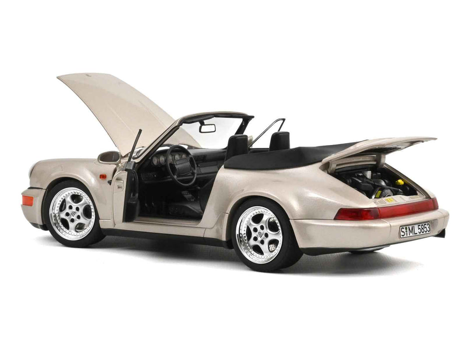 1992 Porsche 911 Carrera 2 Turbo Look Cabriolet Zermatt Silver Metallic 1/18 Diecast Model Car by Norev