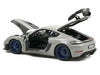2023 Porsche Cayman GT4 RS Weissach Pack Chalk Gray with Carbon Hood Stripes 1/18 Diecast Model Car by Norev