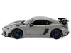 2023 Porsche Cayman GT4 RS Weissach Pack Chalk Gray with Carbon Hood Stripes 1/18 Diecast Model Car by Norev