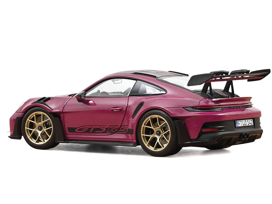 2022 Porsche 911 GT3 RS Weissach Pack Ruby Star Red with Carbon Top and Hood Stripes 1/18 Diecast Model Car by Norev
