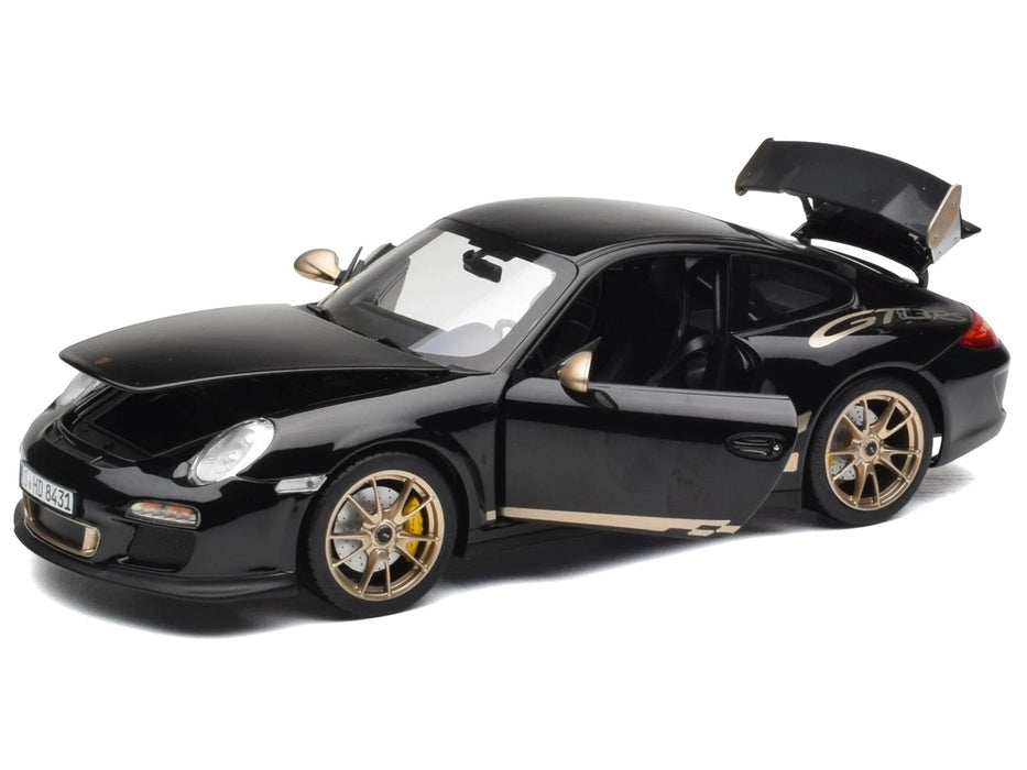 2009 Porsche 911 GT3 RS Black with Gold Accents and Wheels 1/18 Diecast Model Car by Norev