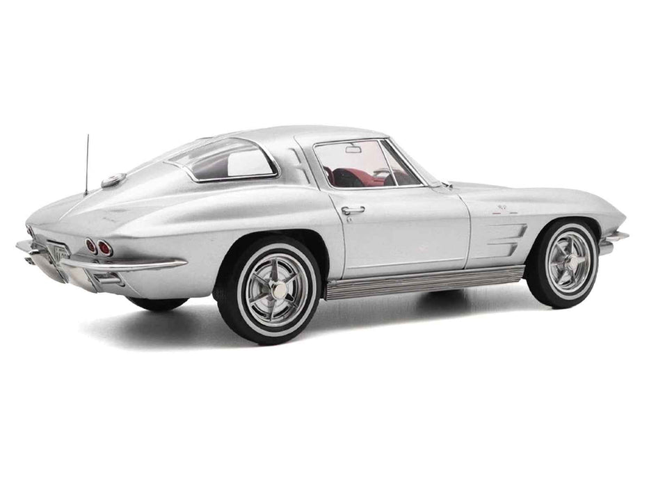 1963 Chevrolet Corvette Sting Ray Sebring Silver Metallic with Red Interior 1/18 Diecast Model Car by Norev