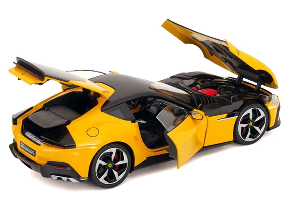 2024 Ferrari 12Cilindri Giallo Monza Yellow with Black Top 1/18 Diecast Model Car by Polistil