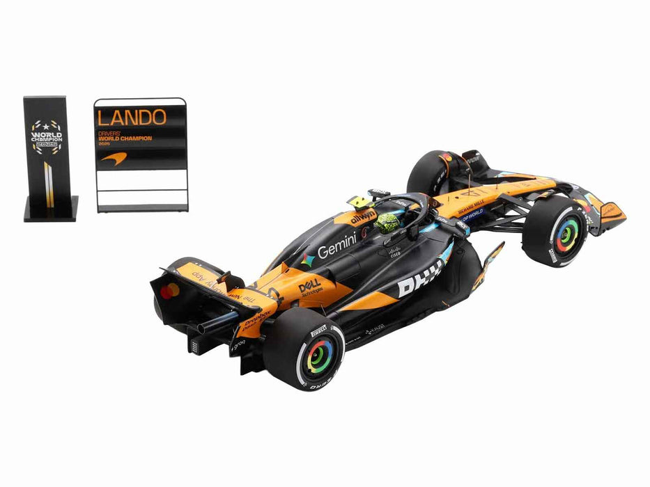 McLaren MCL39 #4 Lando Norris 3rd Place Formula One F1 "Abu Dhabi GP GP" (2025) "Drivers' World Champion 2025" with Pit Board and Acrylic Display Case 1/18 Model Car by Spark