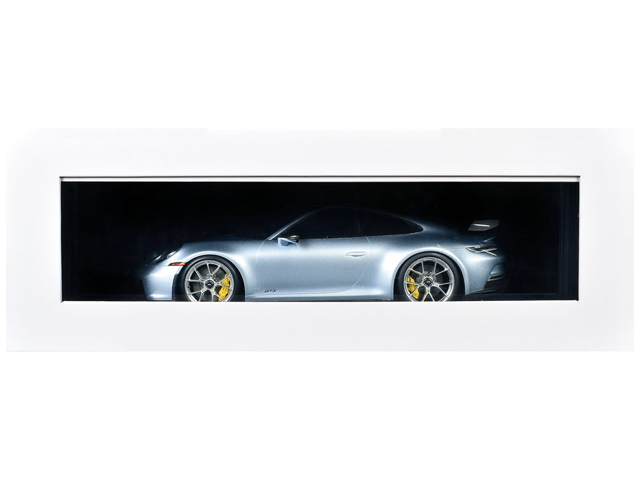 2022 Porsche 911 (992) GT3 Azzuro Thetys Metallic with Black Top with Acrylic Display Case 1/18 Model Car by Schuco
