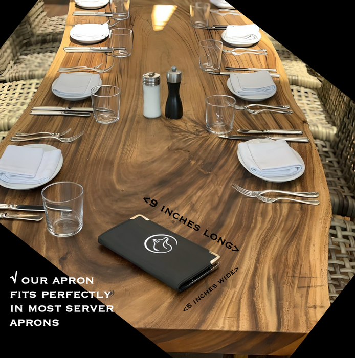 ABC Wolf Server Book – Premium 9"x5" Waitstaff Organizer by a Sommelier-Owned Small Business | 2 Zipper Pockets, Metal Corners, 2 ID Windows – Durable & Professional