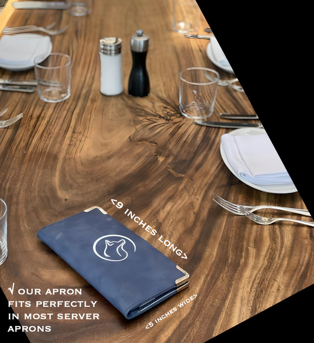 ABC Wolf Server Book – Premium 9"x5" Waitstaff Organizer by a Sommelier-Owned Small Business | 2 Zipper Pockets, Metal Corners, 2 ID Windows – Durable & Professional