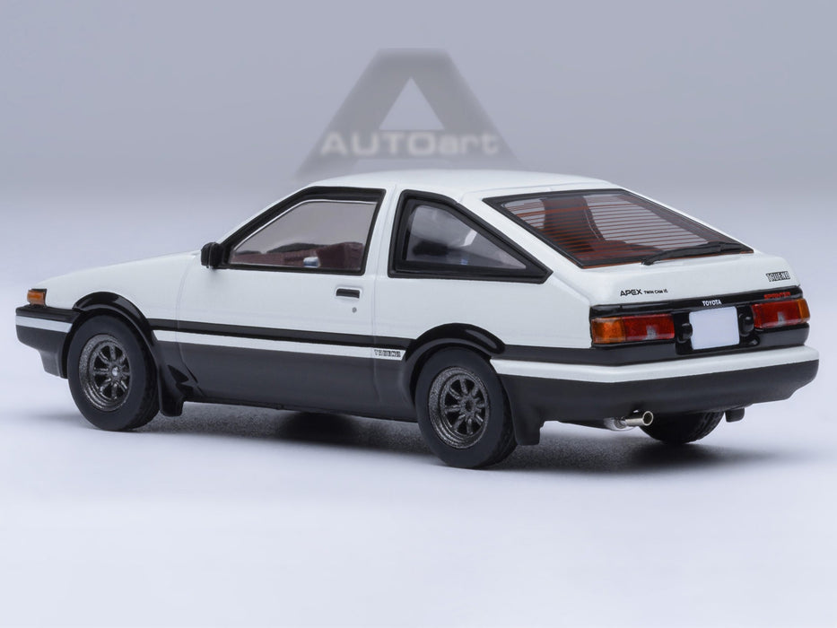 Toyota Sprinter Trueno (AE86) RHD (Right Hand Drive) White with Graphics "Initial D" (1998-2021) TV Series 1/64 Diecast Model Car by Autoart